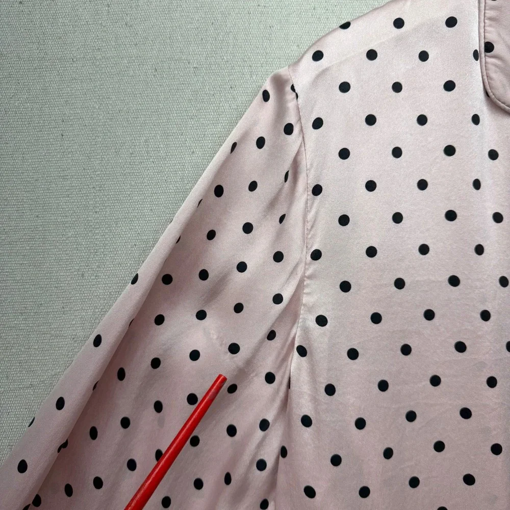 Victoria's Secret Pink Polka Dot 100% Mulberry Silk Pajama Set Top Pants M - Picture 7 of 16
